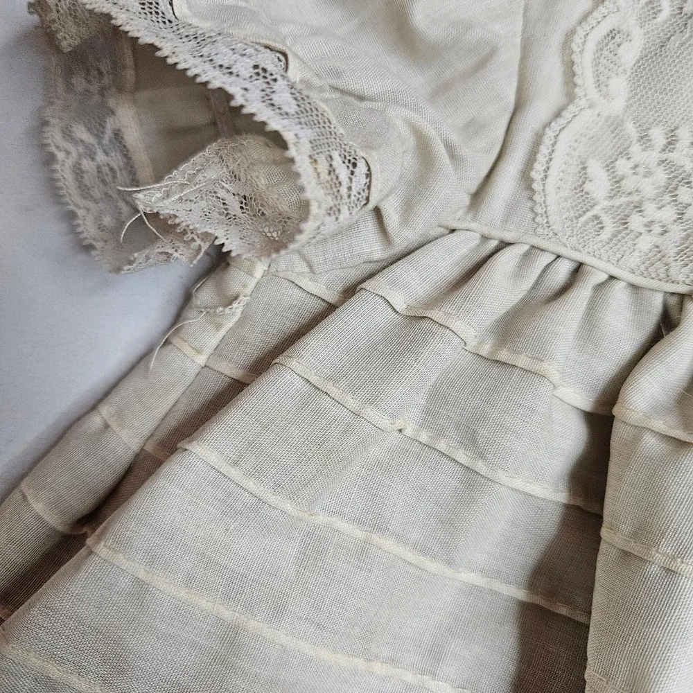 Vintage Christian Dior Enfant‎ Baby Dress Cream Lace Pintuck Heirloom French